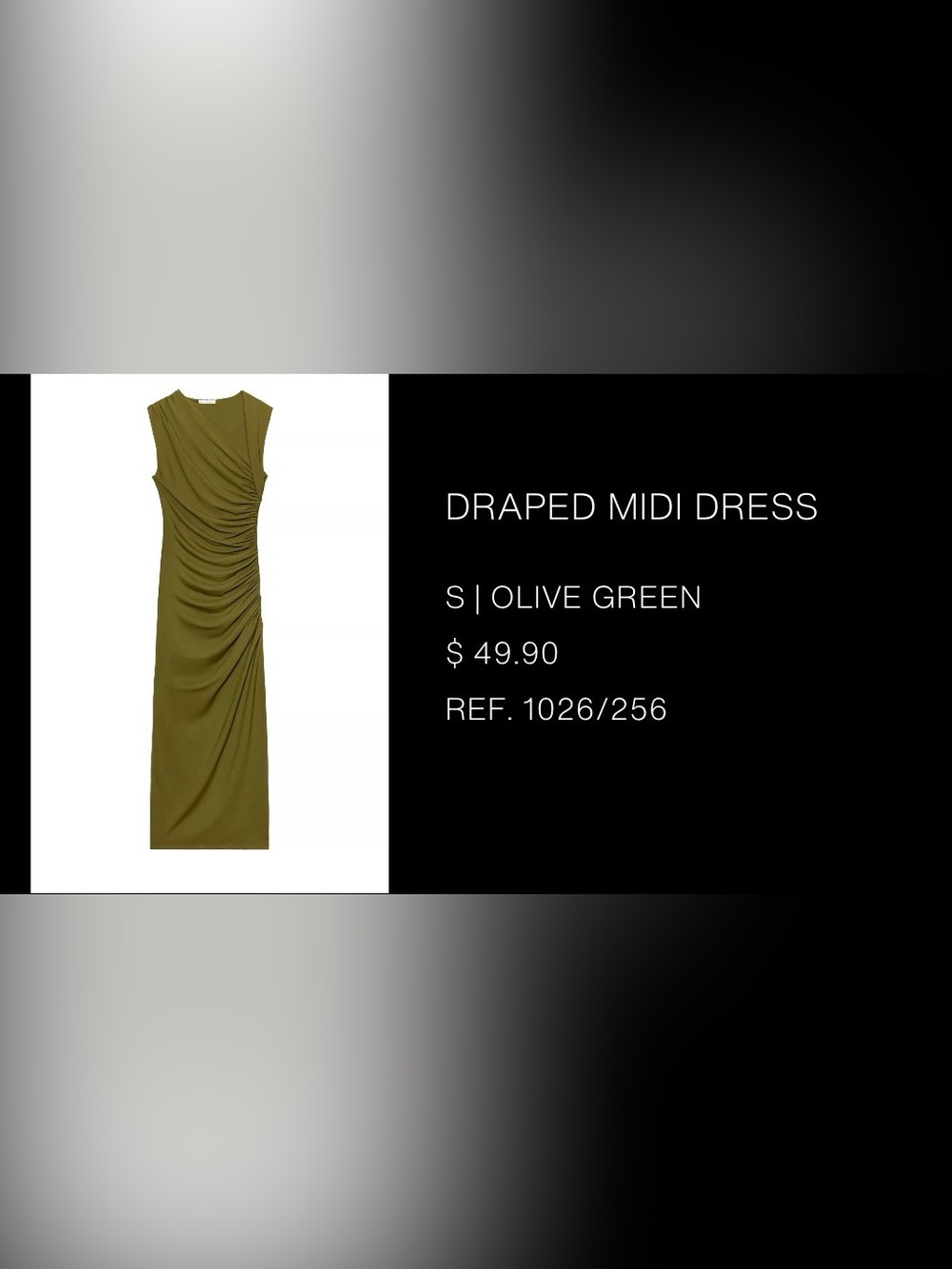 Draped Midi Dress - Olive Green